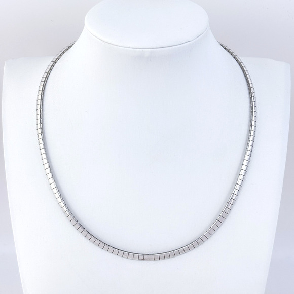 AS IS Vintage Italy Sterling Silver 925 4.2mm Omega Necklace 16" - Picture 1 of 7